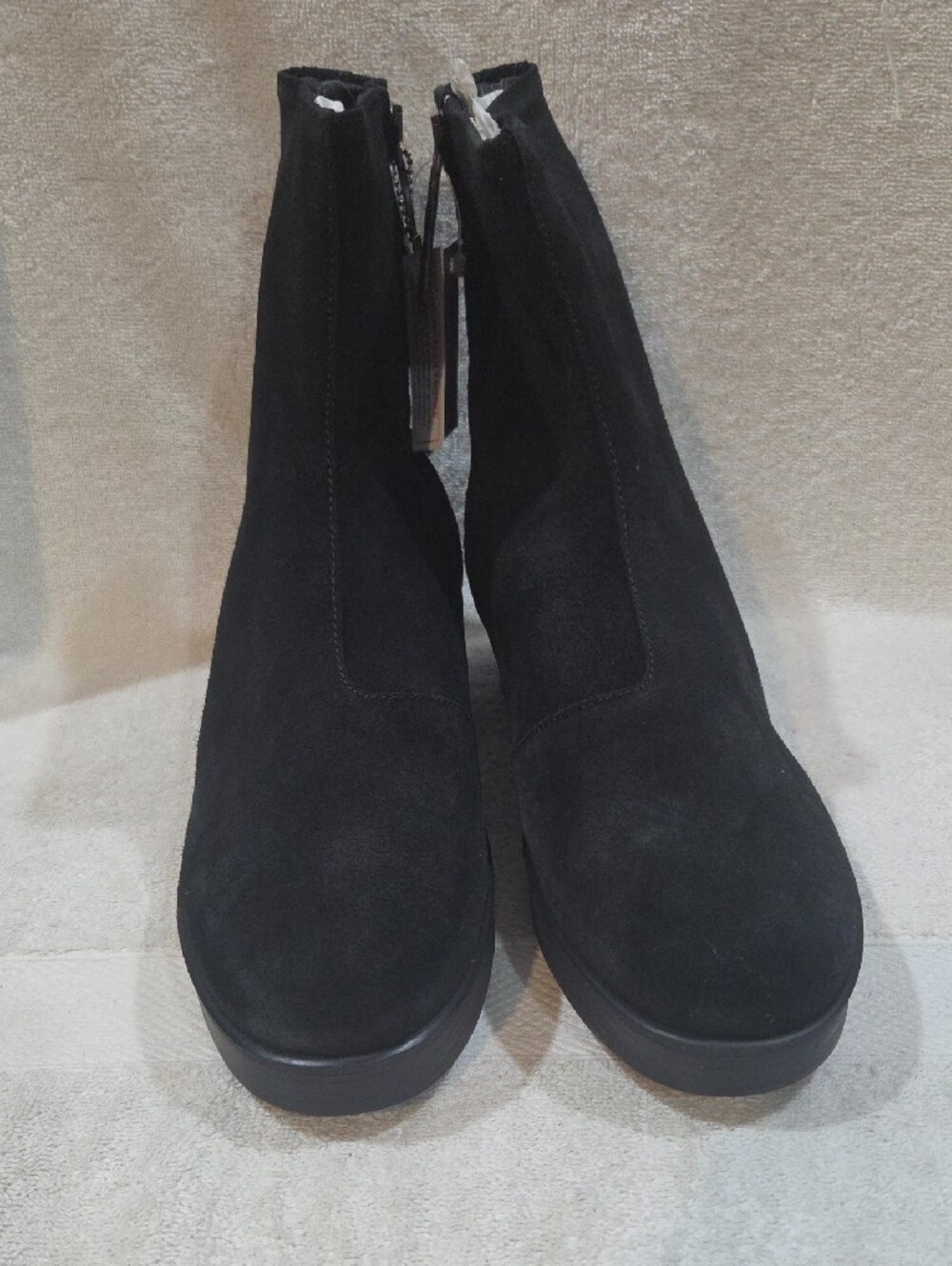 Lazo Women's Black Suede Ankle Booties - Sleek Block Heel - Picture 2 of 7